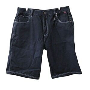 Fubu Black Sparkly Y2K Streetwear Hip Hop Baggy Denim Shorts 42